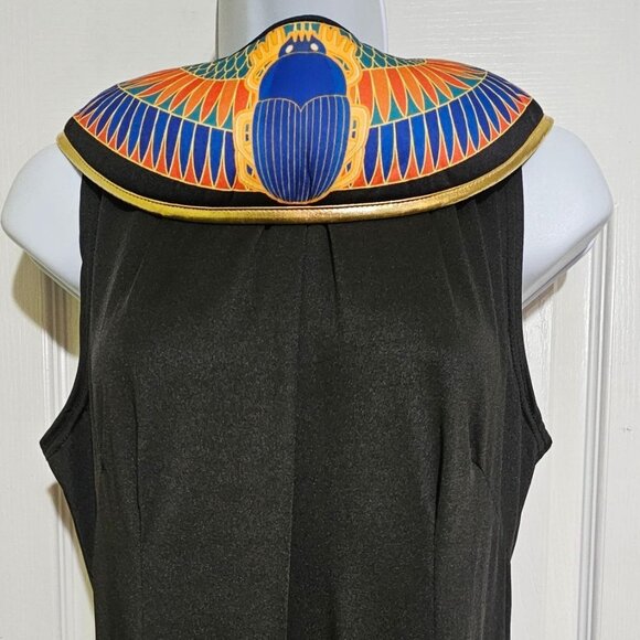 Cleopatra Costume Dress Matte Jersey Maxi Egyptian Collar Halloween Queen Nile L - Picture 2 of 8